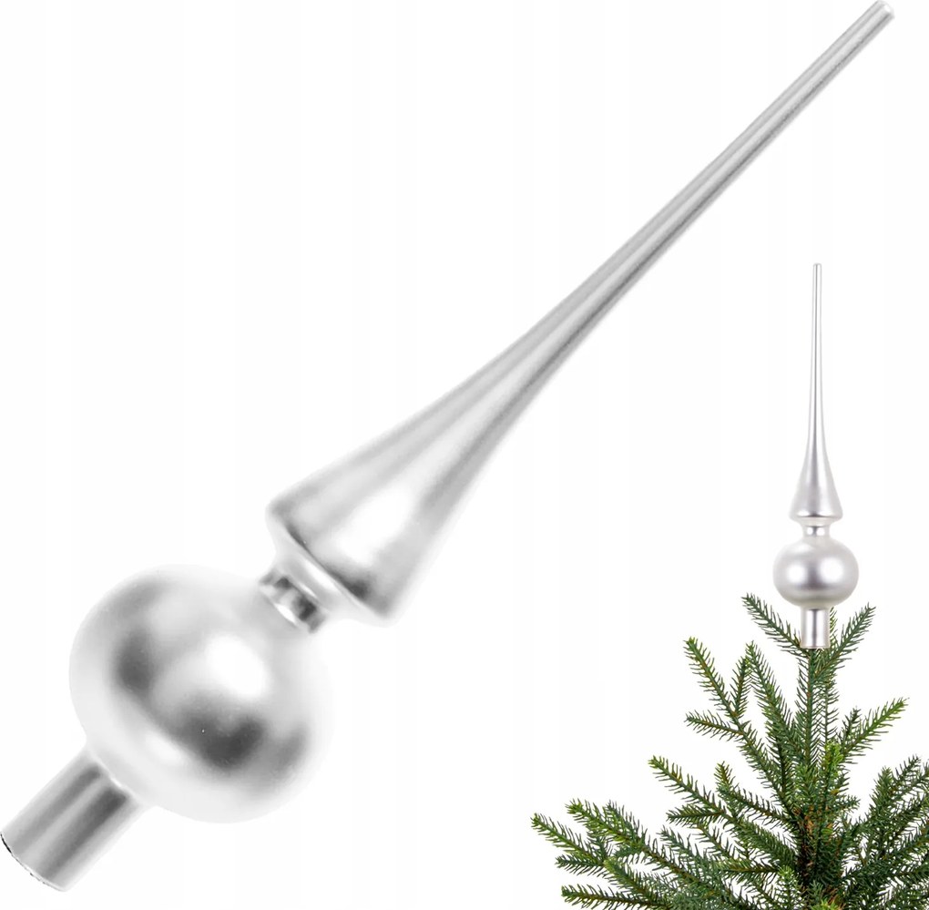 Spicc Karácsonyfadísz üveg Ezüst matt karácsonyfadísz 26cm