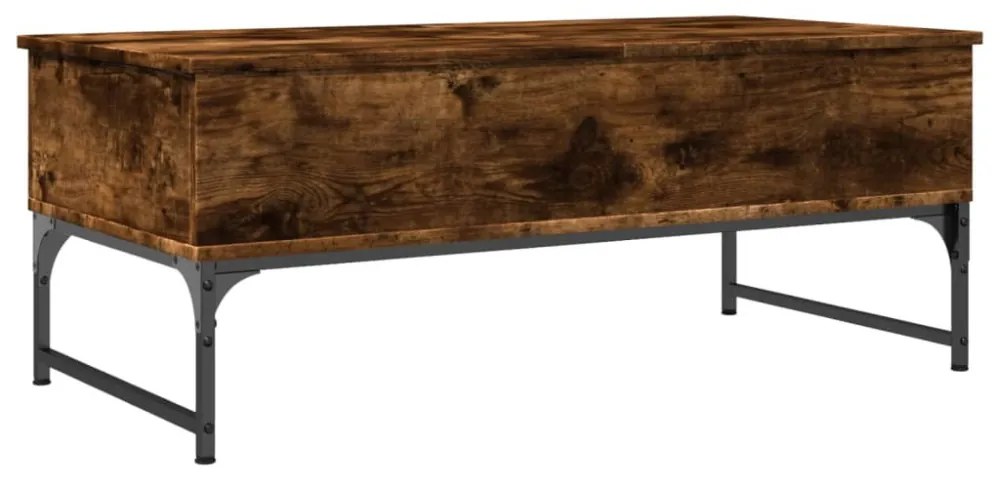 füstös tölgy szerelt fa és fém dohányzóasztal 100 x 50 x 40 cm
