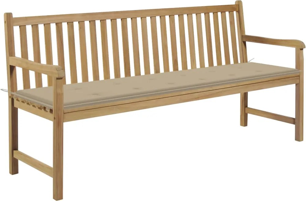 vidaXL tömör tíkfa kerti pad bézs párnával 175 cm