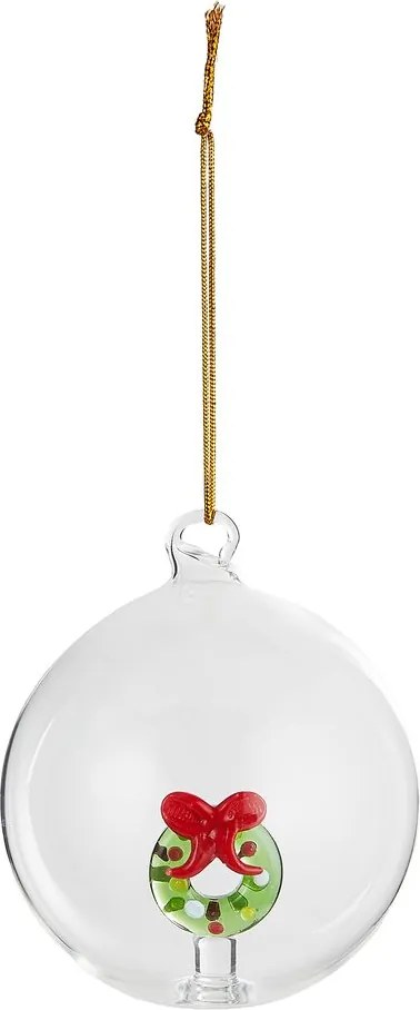 HANG ON üveg karácsonyfadísz Ø 9cm ,koszorú