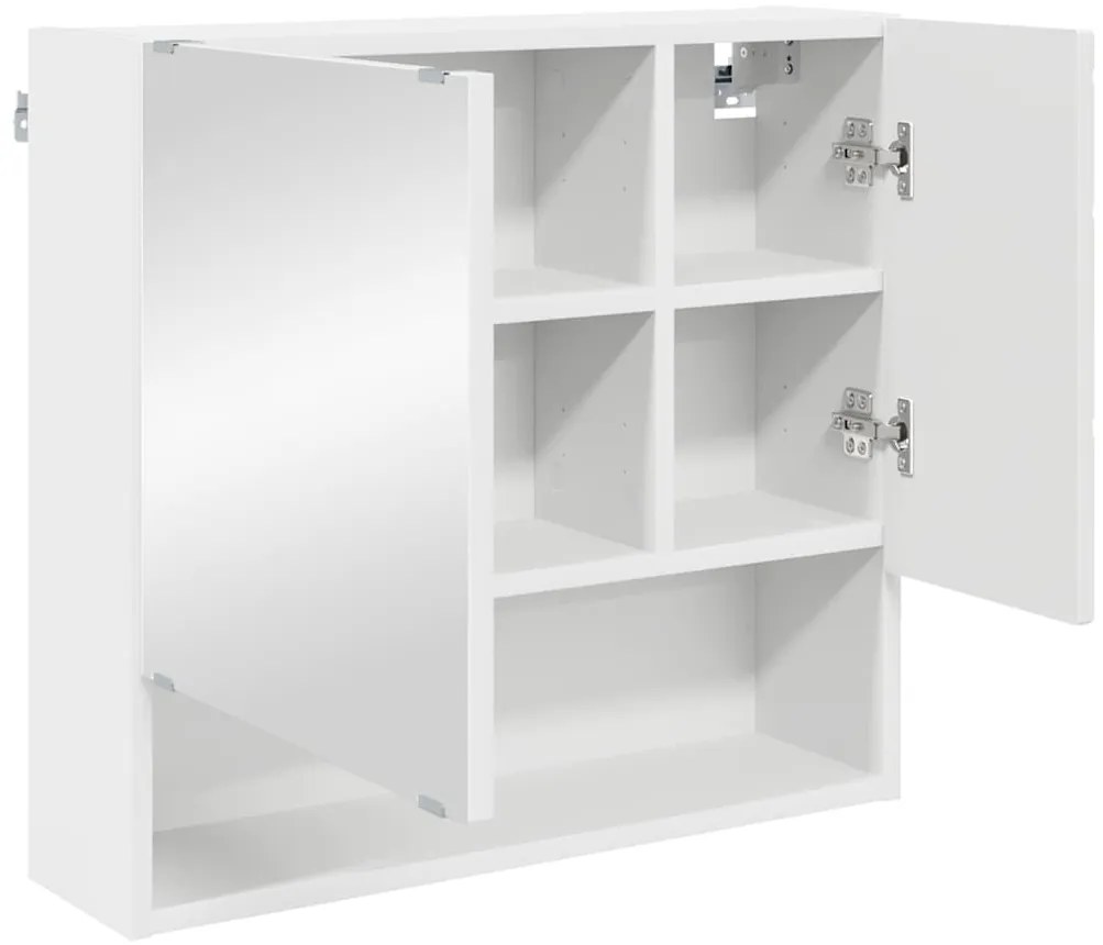 Tükörszekrény polcokkal tárolóval Fehér 59 x 17 x 55 cm Faanyag