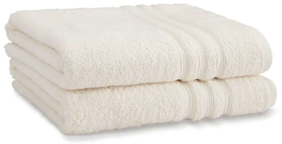 Krémszínű frottír pamut fürdőlepedő szett 2 db-os 90x140 cm Zero Twist – Catherine Lansfield