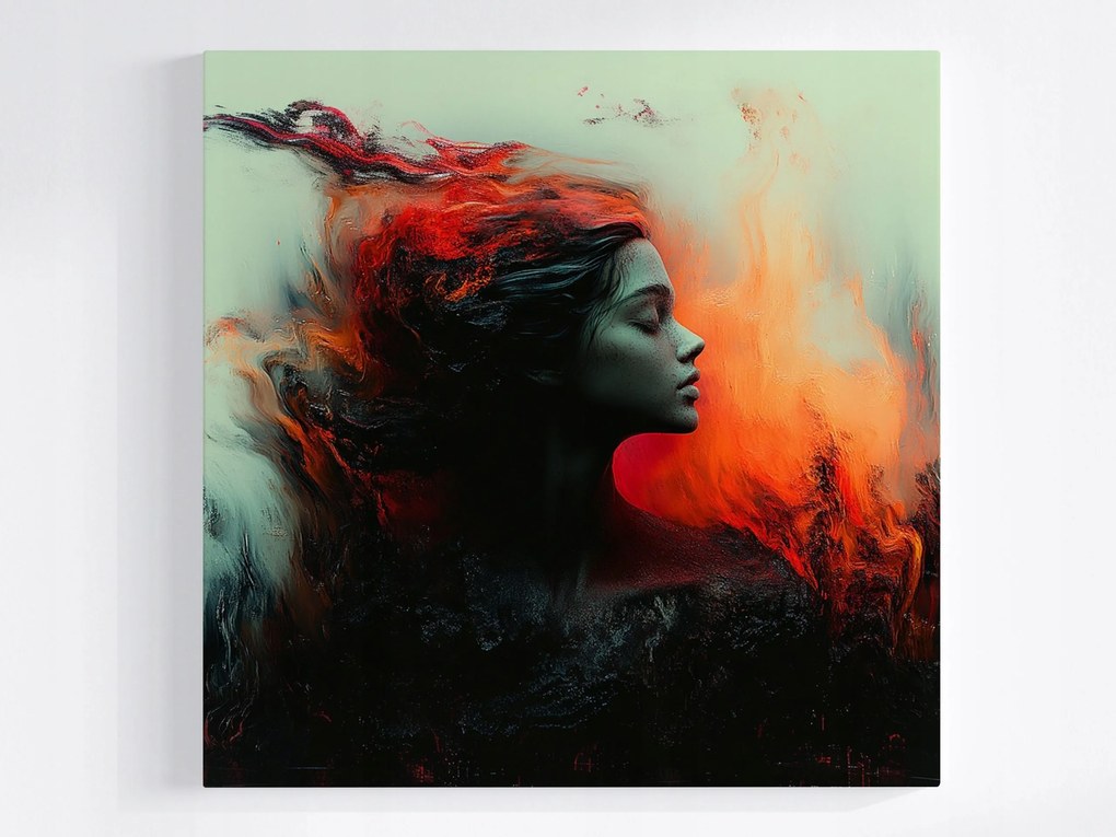 Poszter Nő Tűz Lángok Dark Art 80x80