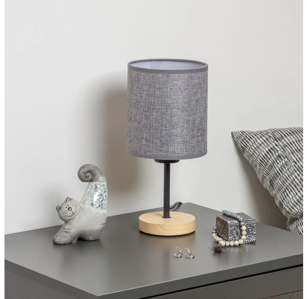 Brilagi - Asztali lámpa NUBILA WOOD 1xE27/25W/230V tölgy/szürke