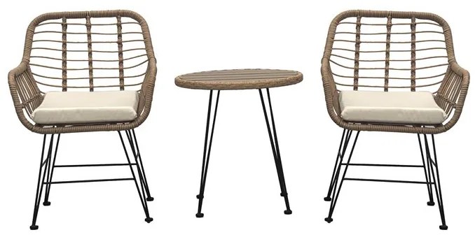 Kerti Bútor Szett 1+2, Fém + Polyrattan, Bézs. AZ-F1208 NAT