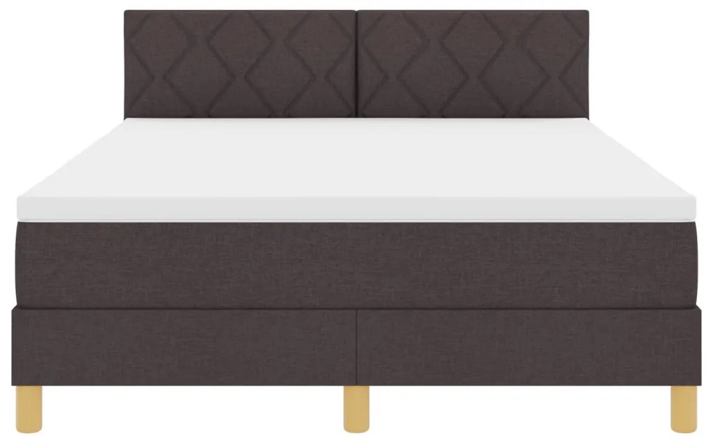 Box Spring Ágy Matraccal és LED világítással Sötét Barna 140x200 cm Szövet