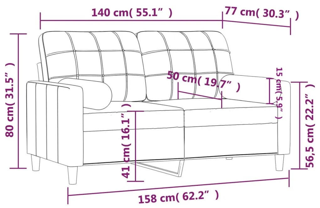 2 személyes világossárga szövet kanapé díszpárnákkal 140 cm