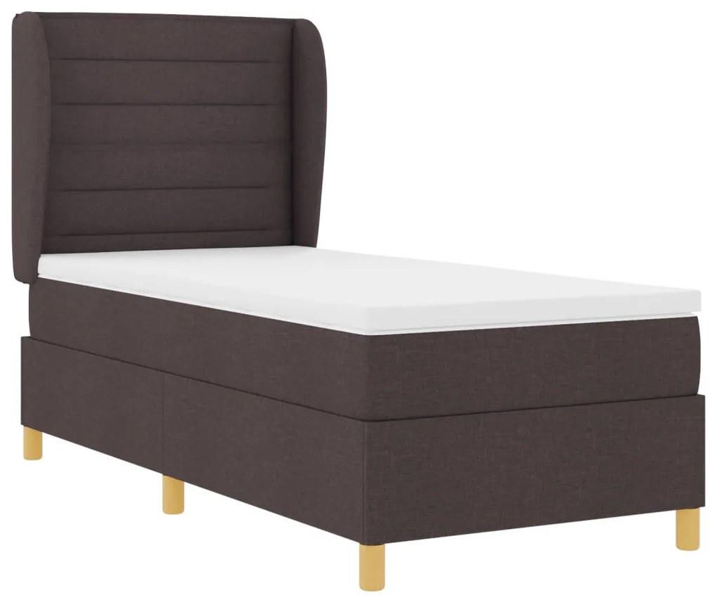 Boxspring Ágy Matrac nélkül Sötétbarna, 90x200 cm, Szövet