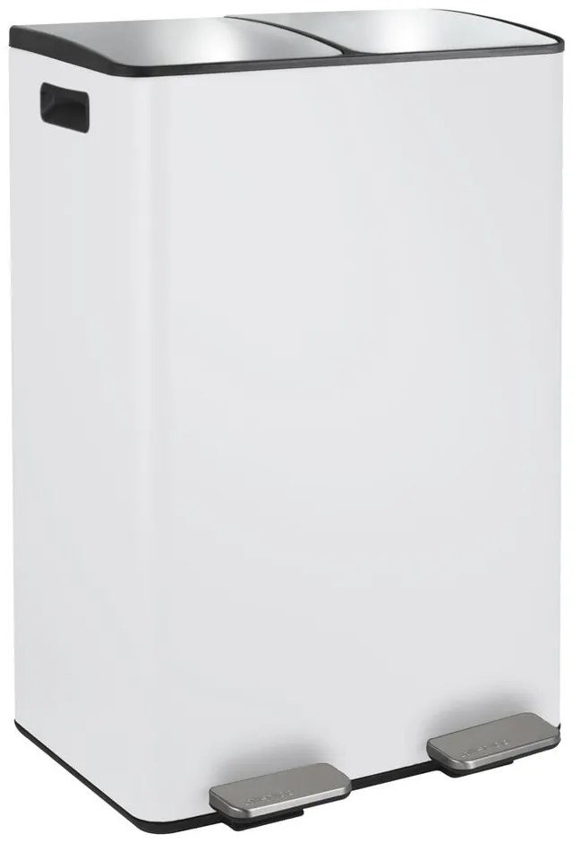 Matt fehér acél szelektív pedálos szemetes 2x30 l Aliya – Spirella