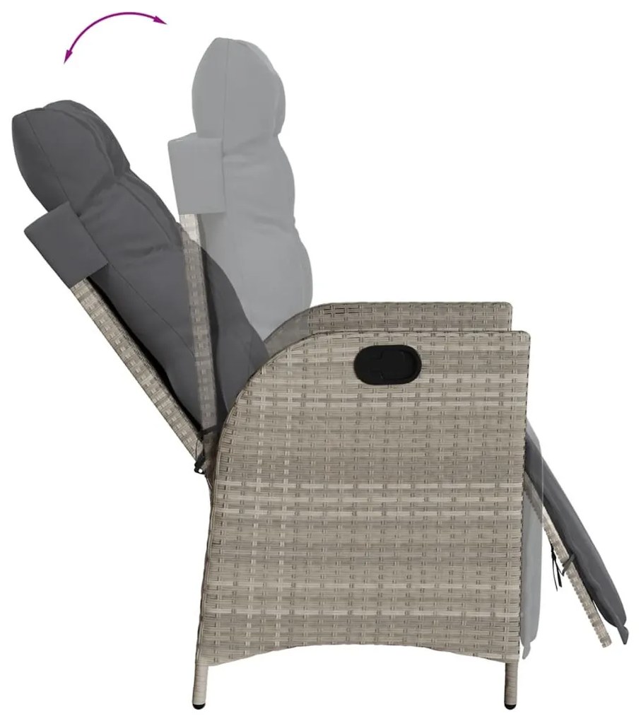 3részes világosszürke polyrattan kerti étkezőgarnitúra párnával