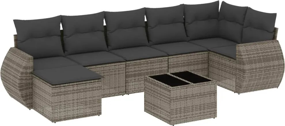 vidaXL 8 részes szürke polyrattan kerti ülőgarnitúra párnákkal