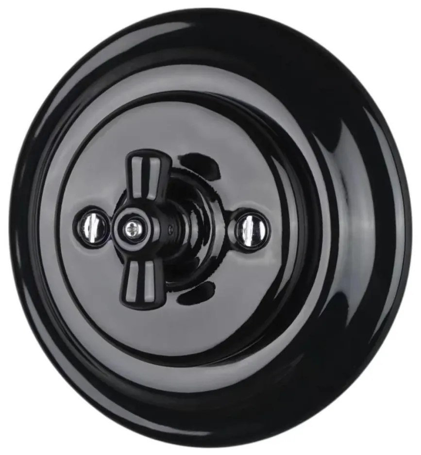 Bohemia-Design - Porcelán retro forgókapcsoló 1-es kerettel, fekete