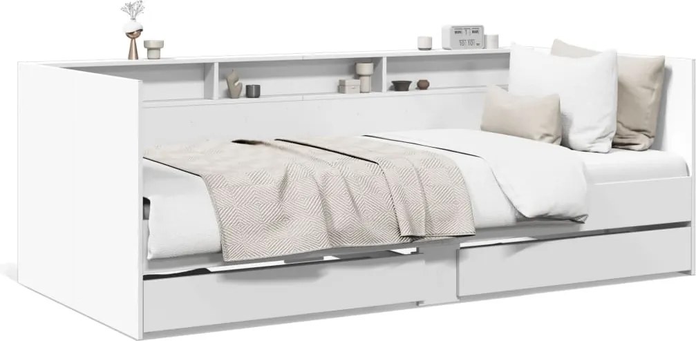 vidaXL fehér kanapéágy fiókkal matrac nélkül 90x200 cm