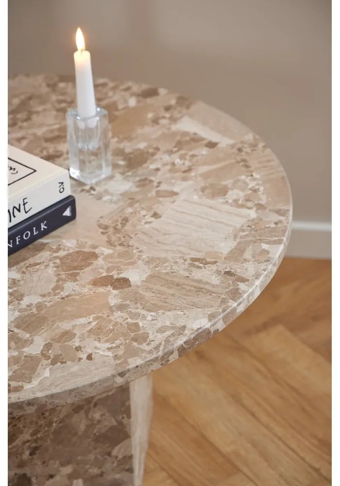 Világosbarna márvány kerek dohányzóasztal ø 80 cm Naxos – Actona