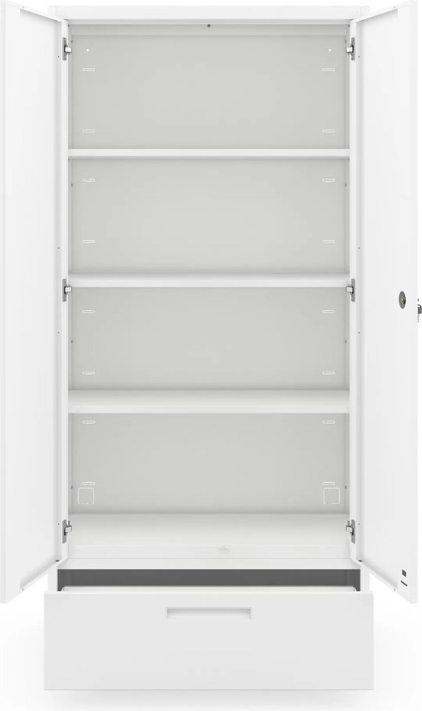 Moduláris többfunkciós fém szekrény fiókkal fehér MEGAN 1850 x 900 x 400 mm