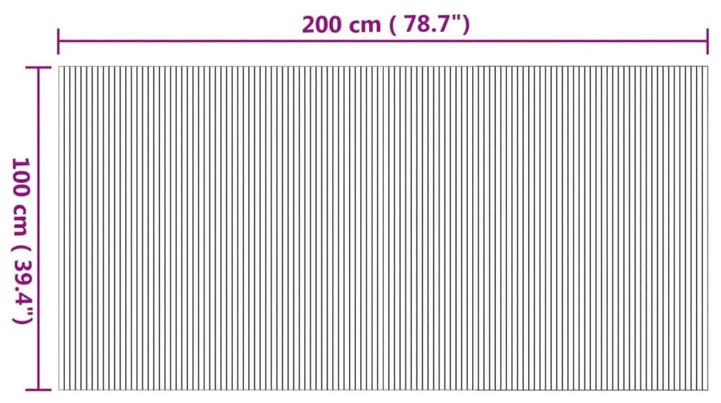 négyszögletű természetes bambusz szőnyeg 100 x 200 cm