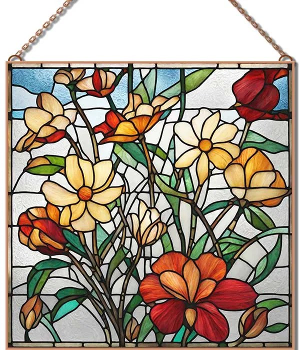 Stained-Glass-Flower-2 üvegkép, falikép