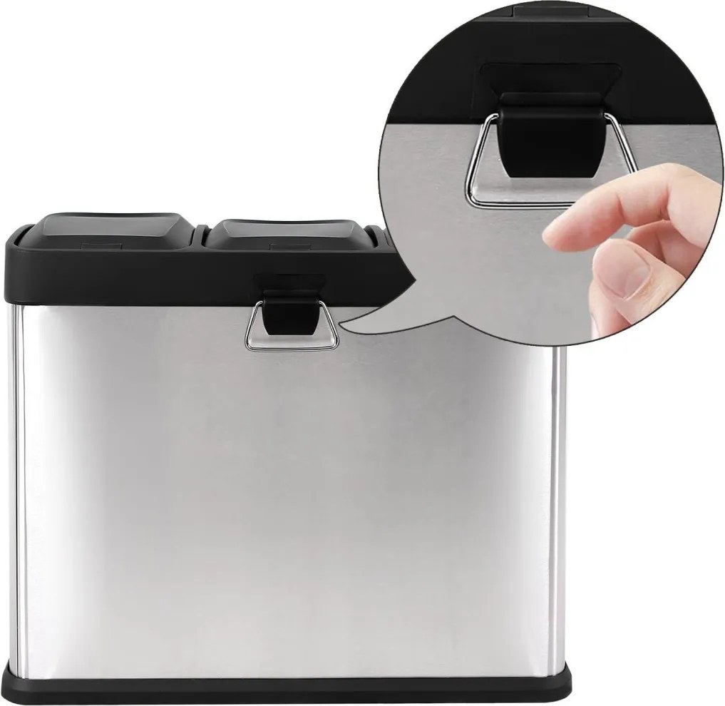 Szelektív szemeteskuka 3x15L, ezüst
