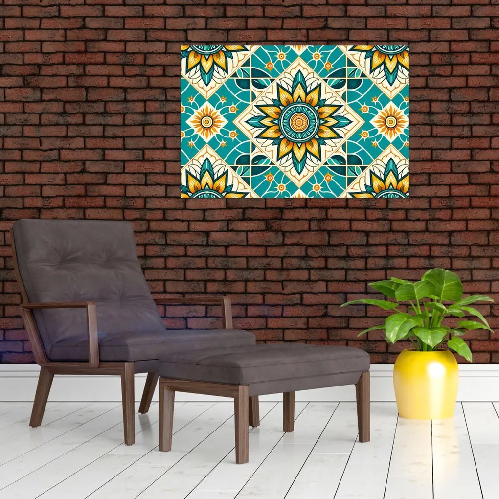 Kép - Türkiz minta (90x60 cm)