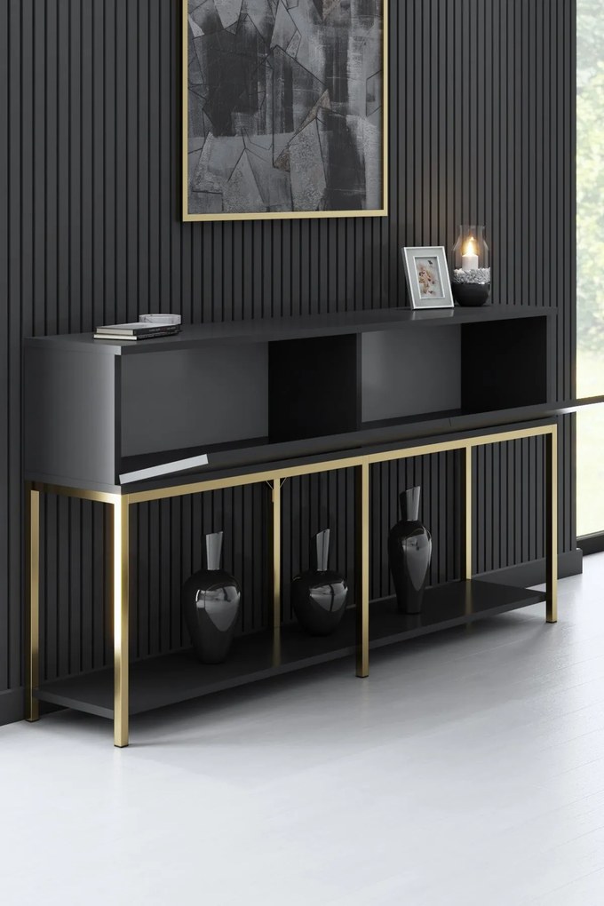 Konzolasztal Lord - Anthracite, Gold