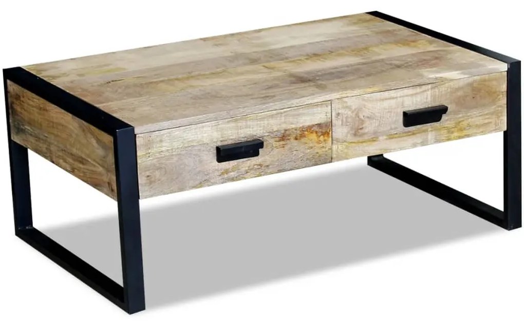 100x60x40 cm tömör mangófa dohányzóasztal 2 fiókkal
