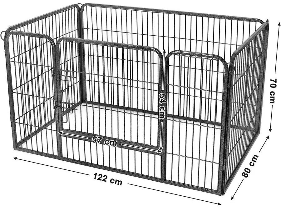 Kutya kennel, kutyaketrec 122 x 80 x 70 cm szürke