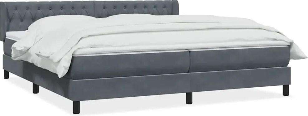 vidaXL sötétszürke bársony rugós ágy matraccal 180x210 cm