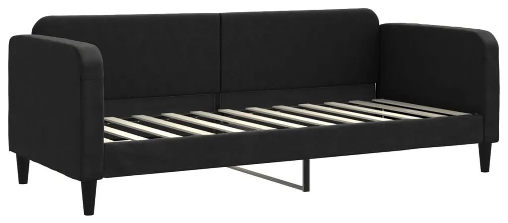 fekete kihúzható szövet heverő 80 x 200 cm