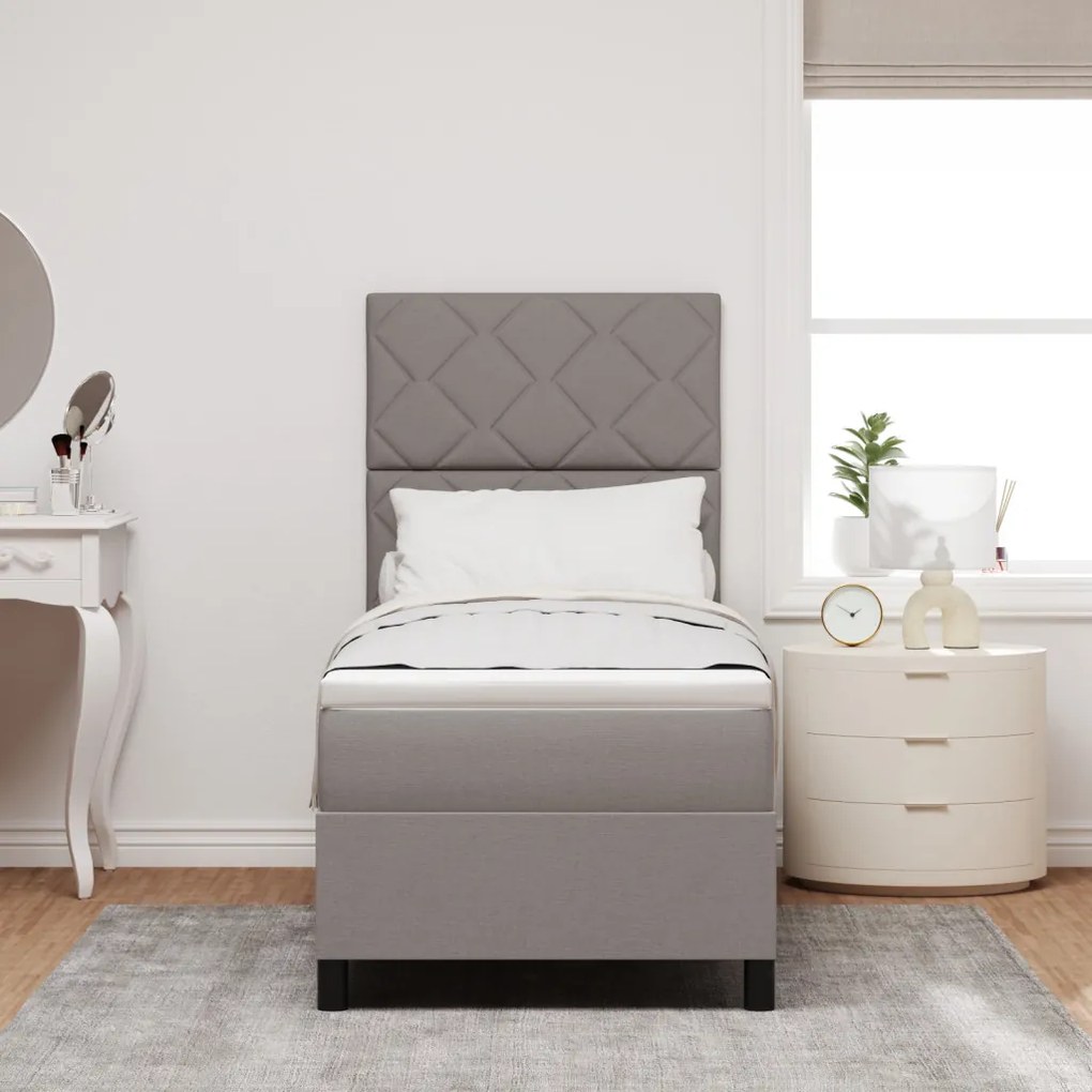 Boxspring ágy matraccal taupe 80x200 cm szövet