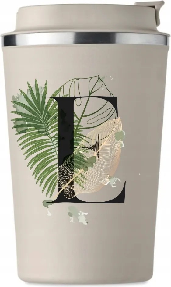 Prémium bézs termo bögre E-betűvel Eliza Ela Ewelina KT_235_b