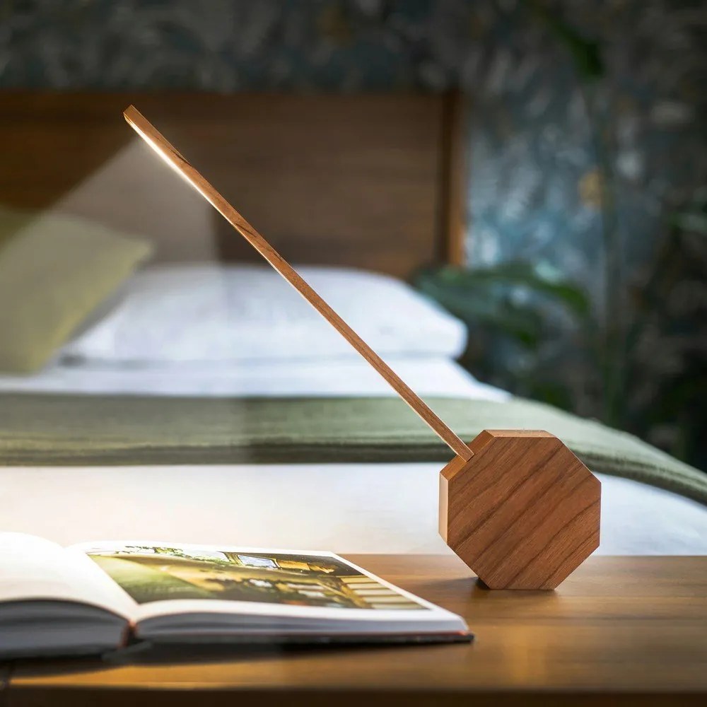 Sötétbarna LED asztali lámpa cseresznyefa dekorral (magasság 39,5 cm) Octagon One – Gingko