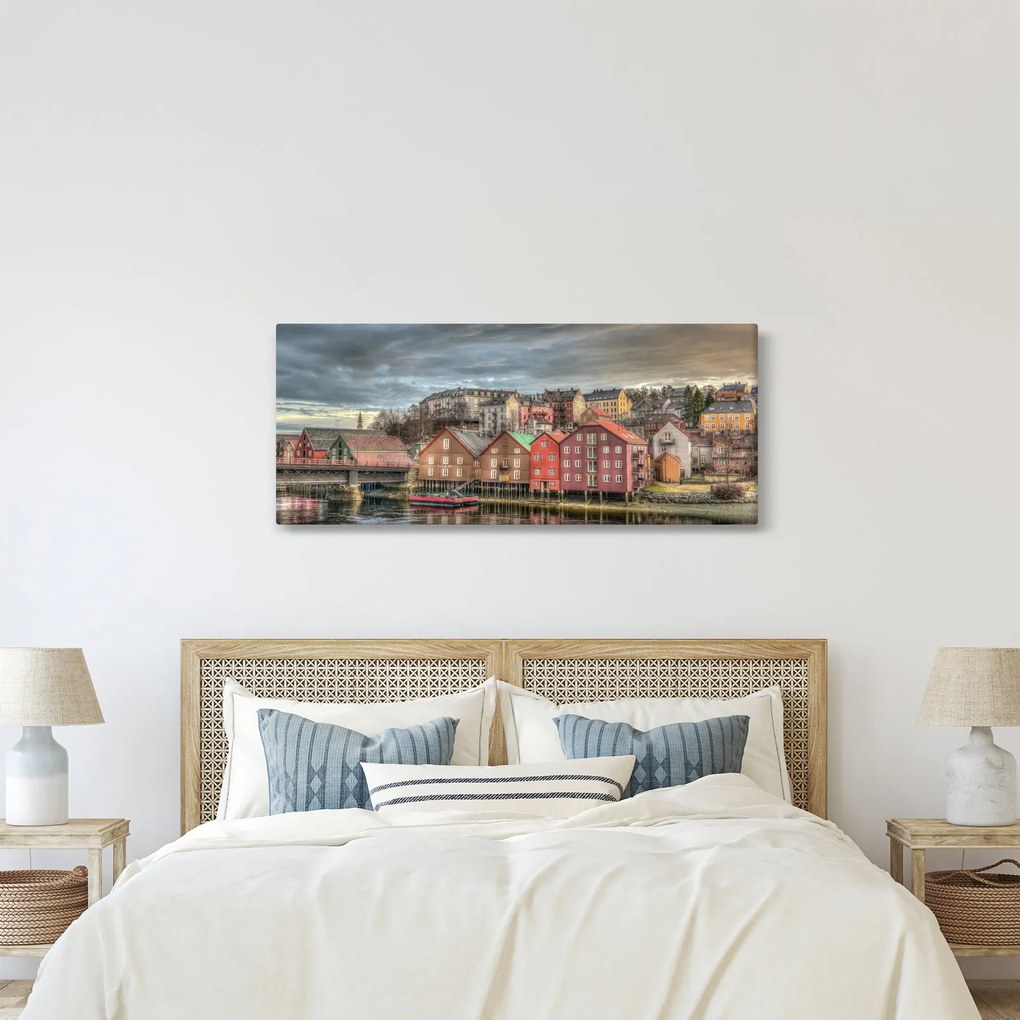 Kép - házak a folyó mellett (120x50 cm)