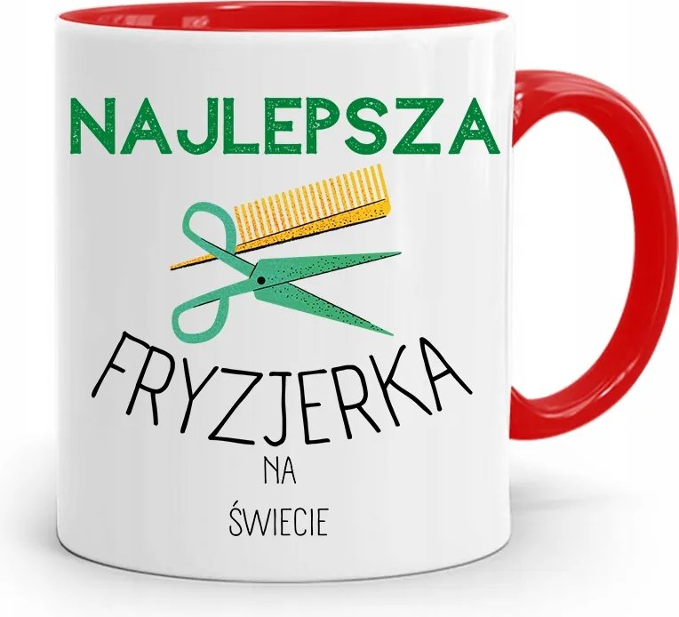 Piros Fodrász Bögre Legjobb Fodrásznő nyomott mintával