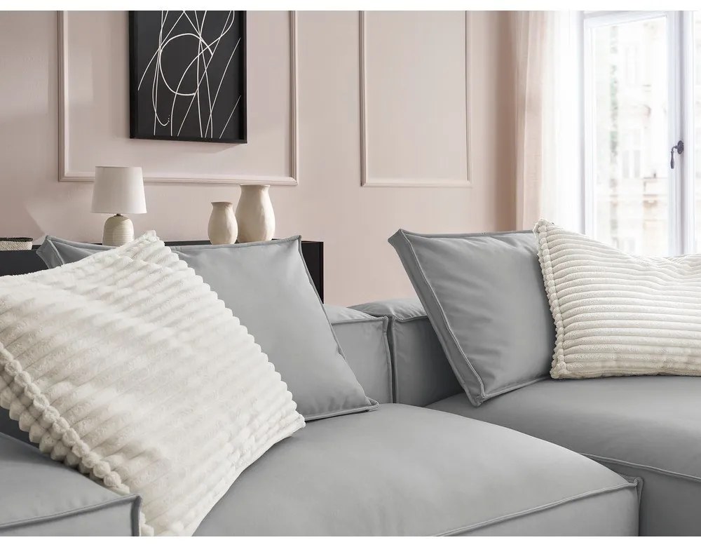 Világosszürke bőrutánzat sarokkanapé (variálható) Boheme – Bobochic Paris