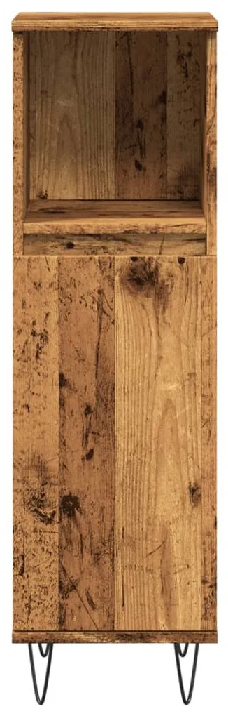Antik fa színű szerelt fa fürdőszobaszekrény 30 x 30 x 100 cm