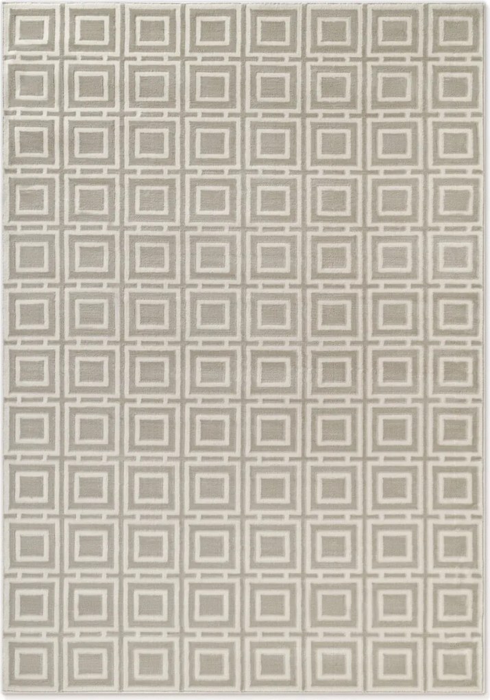 Nappali szőnyeg 200x290cm, plüss bézs-krém haj, boho minta