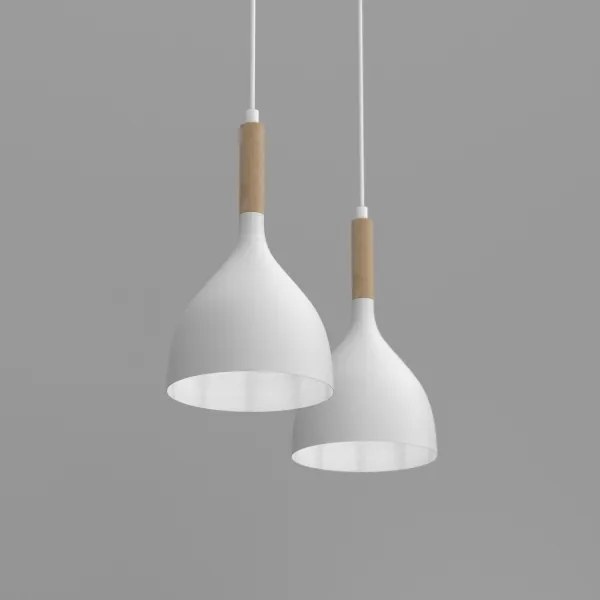 Csillár zsinóron NOAK WOOD 2xE27/15W/230V fehér/bükkfa