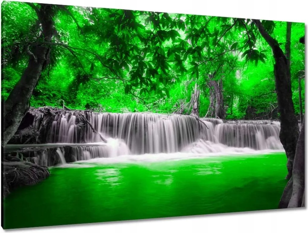 Vászonkép 120x80 Zöld vízesés Kaszkád