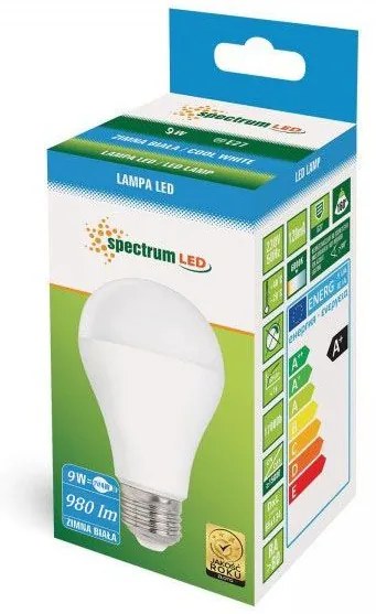 Toolight Szerszámlámpa, LED izzó E27 230V, 9W, 980lm, 6000K, WOJ+14612, hideg fehér, OSW-02221