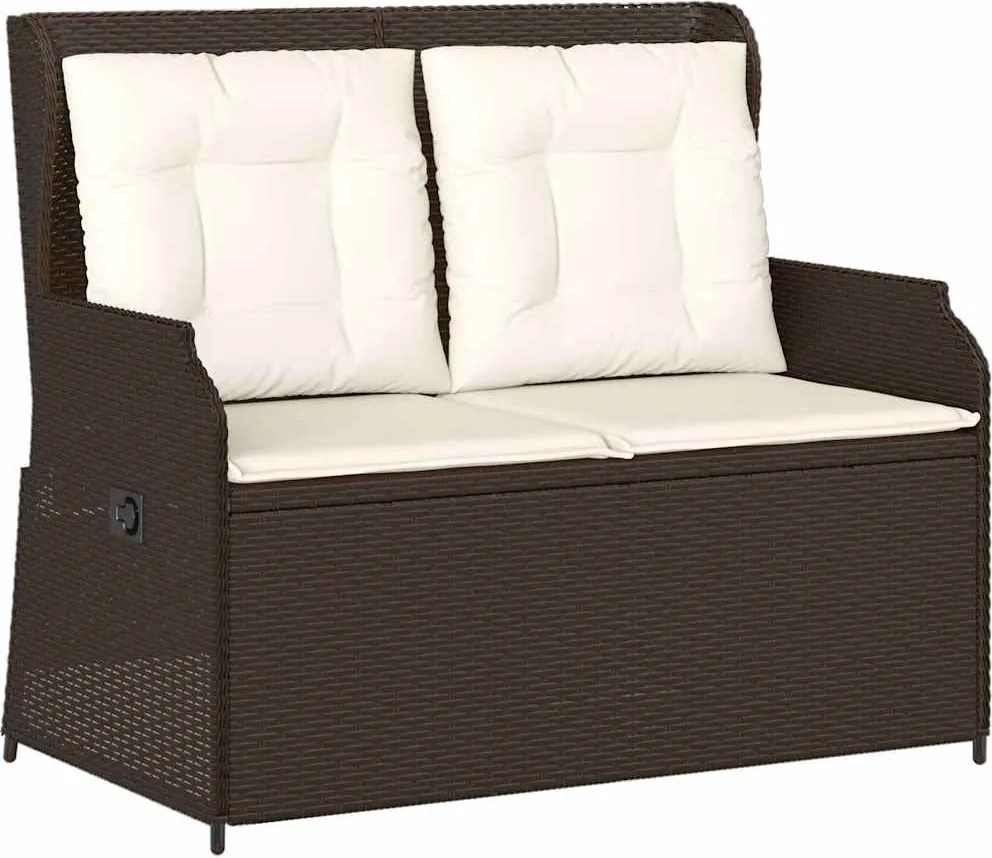 vidaXL barna polyrattan dönthető kerti pad párnával