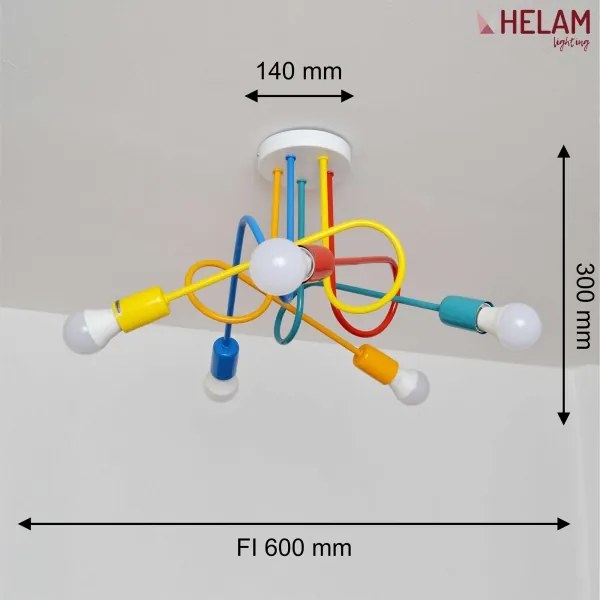 LED gyereklámpa OXFORD 5xE27/15W/230V mennyezeti