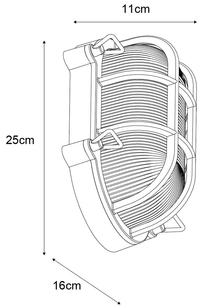 Kültéri fali lámpa ezüst ovális IP44 - Noutica