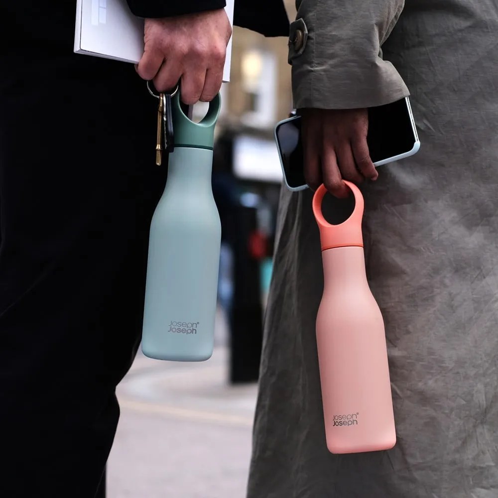 Sötétkék rozsdamentes acél utazó ivópalack 500 ml Loop – Joseph Joseph