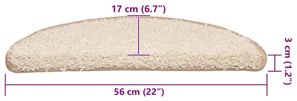 30 db krémszínű lépcsőszőnyeg 56x17x3 cm
