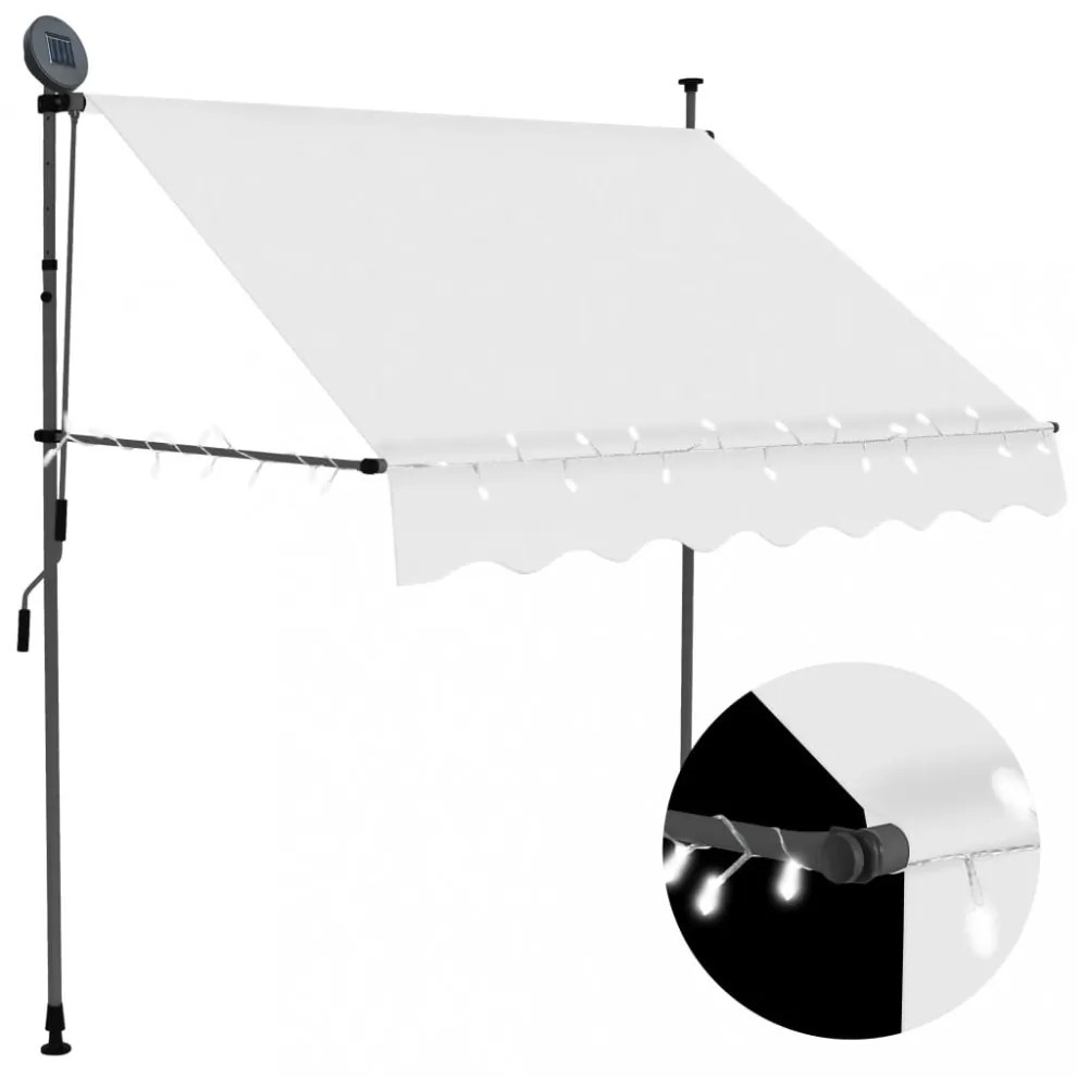 krémszínű kézzel kihúzható LED-es napellenző 100 cm