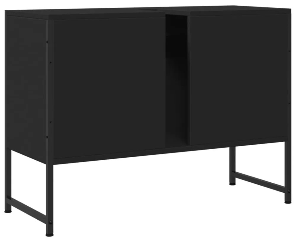 fekete szerelt fa fürdőszobai mosdószekrény 80 x 33 x 60 cm
