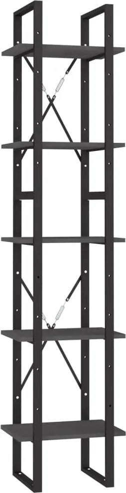 vidaXL ötszintes szürke fenyőfa könyvszekrény 40 x 30 x 175 cm