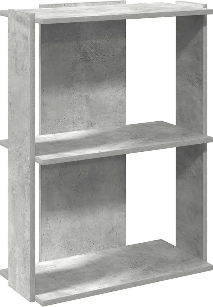 vidaXL 3 szintes betonszürke szerelt fa könyvespolc 60x30x80 cm