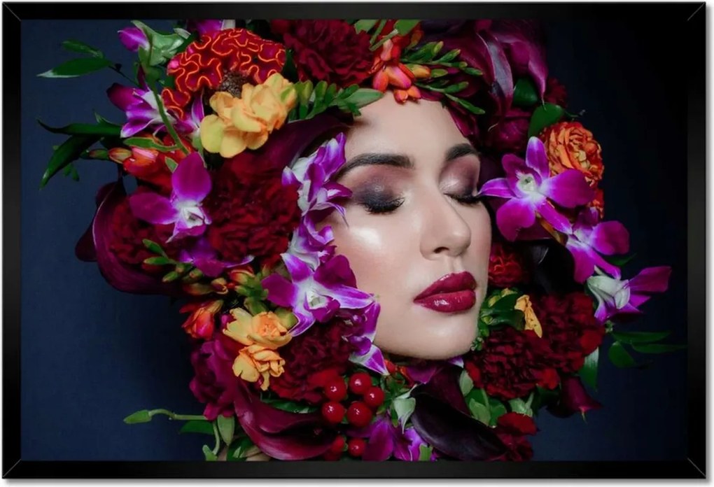 Poszterek keretben 60x40 Virágos szépség Csaj