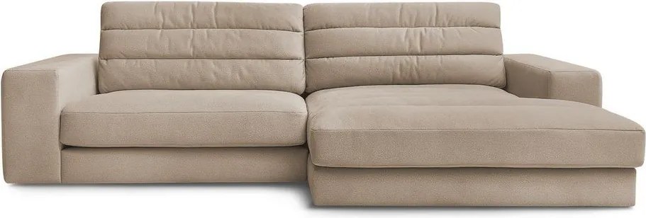 Szürkésbarna bársony sarokkanapé (jobb oldali-heverő résszel) Sierra – Bobochic Paris